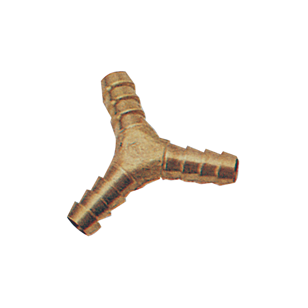 Brass Hose Tail Y Fitting on a white background