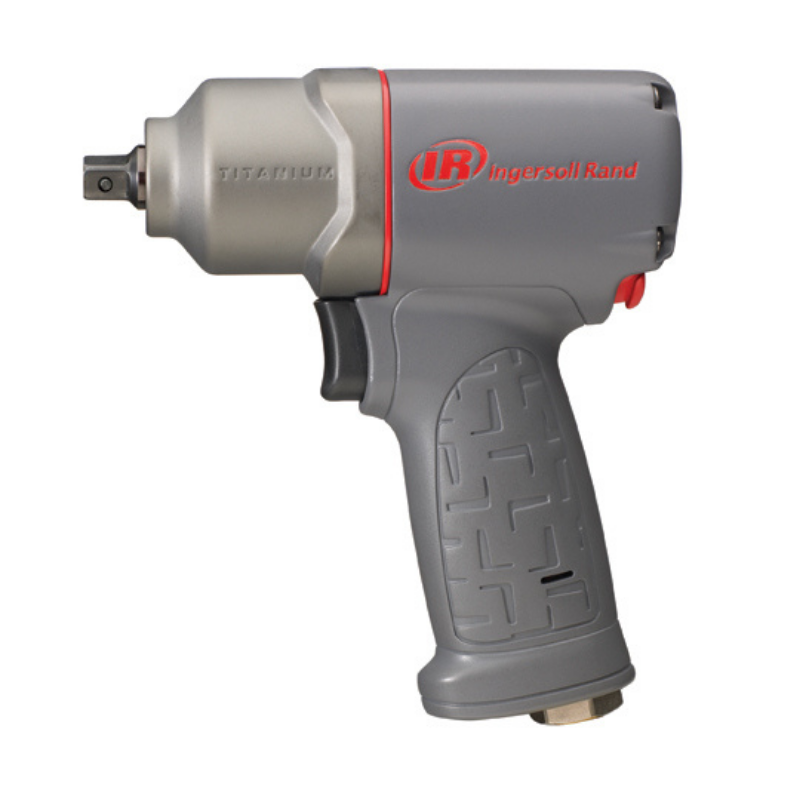 Grey and Silver Ingersoll Rand Max Series High Torque Pistol Impact Tool with red detailing and logo on the side, bare tool on a white background