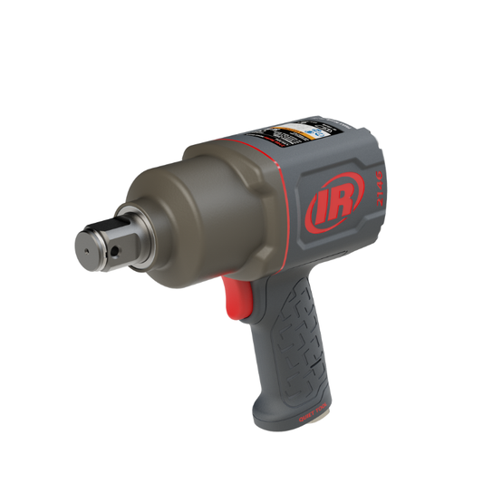 Grey Ingersoll Rand Max Series High Torque Pistol Impact Tool with red detailing and logo on the side,  bare tool on a white background