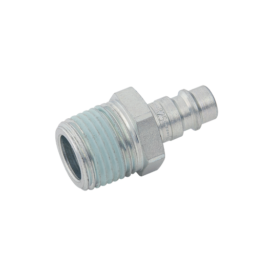 Silver Nickel Taper Male Plug Fitting on a white background