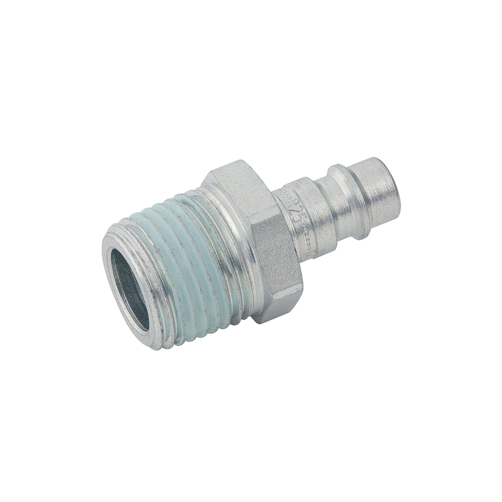 Silver Nickel Taper Male Plug Fitting on a white background