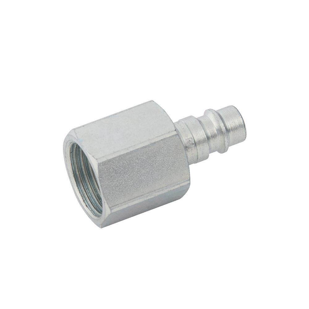 Silver Nickel Taper Female Plug Fitting on a white background