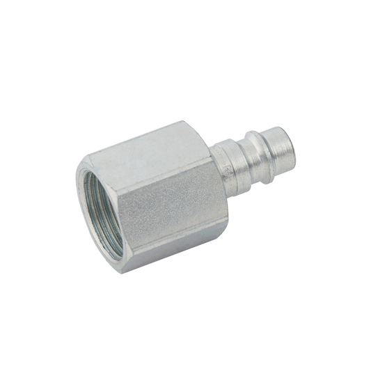 Silver Nickel Taper Female Plug Fitting on a white background