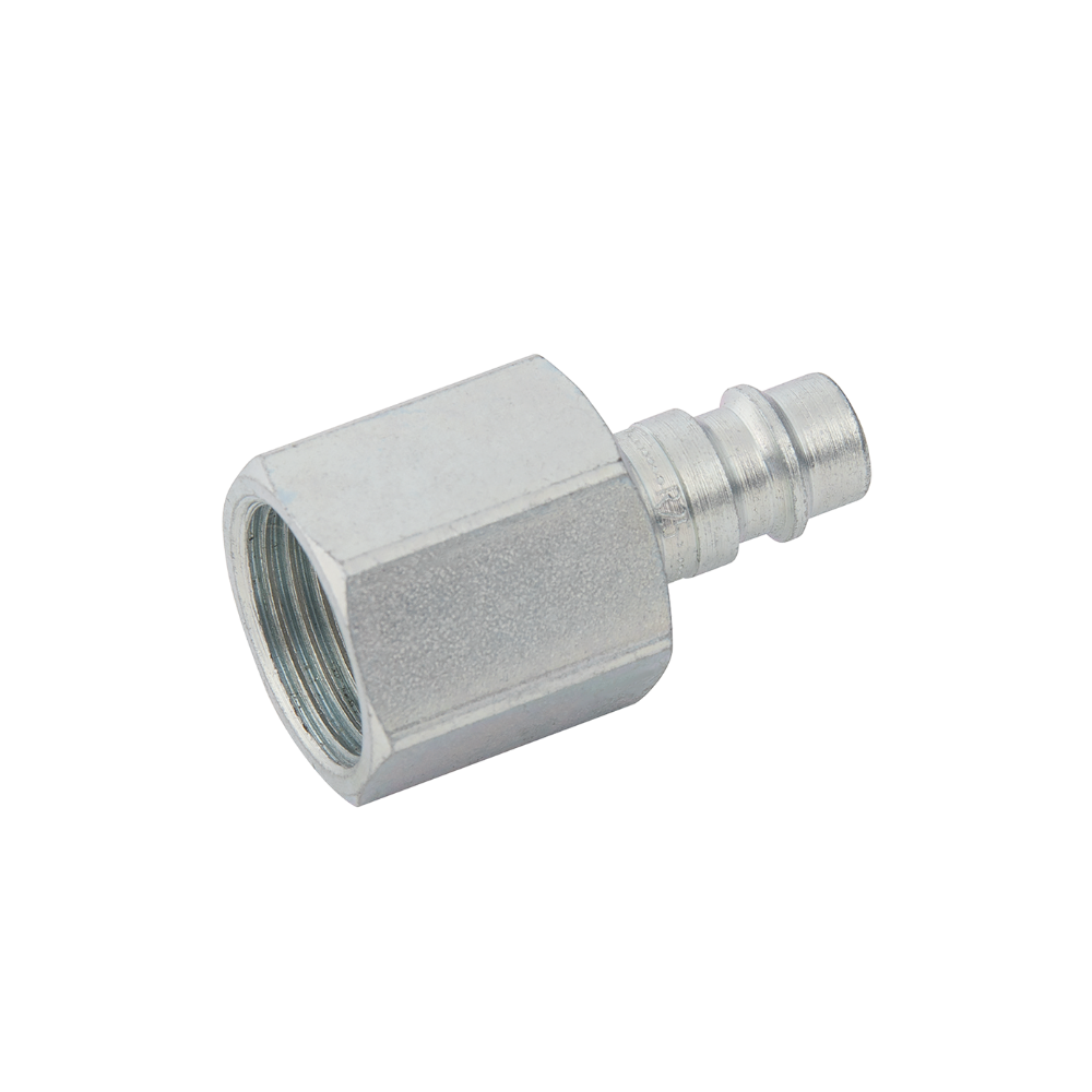 Silver Nickel Taper Female Plug Fitting on a white background