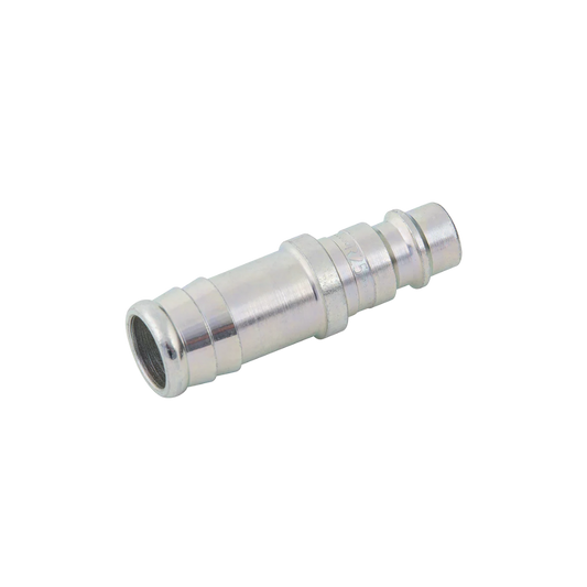 Silver Nickel Hose Tail Plug Steel Fitting on a white background