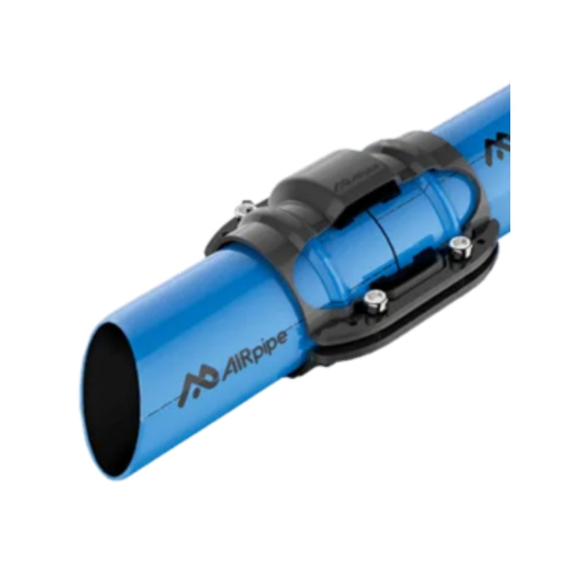 Blue Aluminium Airpipe Plumbing Pipe on a white background, a few pipes are in a pile