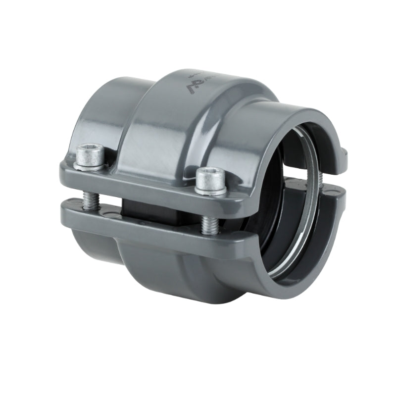 Grey Airpipe Pipe to Pipe Connector, plumbing fitting and support, on a white background