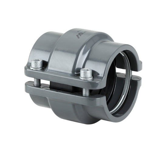 Grey Airpipe Pipe to Pipe Connector, plumbing fitting and support, on a white background