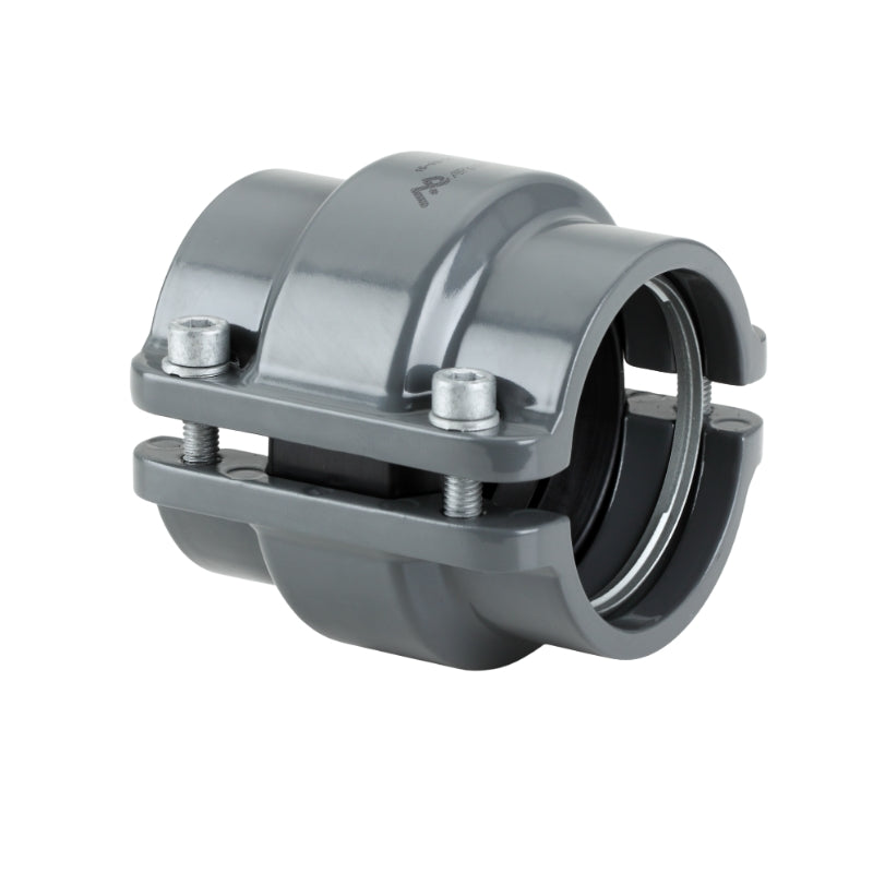 Grey Airpipe Pipe to Pipe Connector, plumbing fitting and support, on a white background