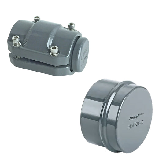 Grey Airpipe End Cap Plumbing Valve on a white background