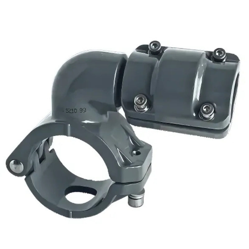 Grey Airpipe Aluminium Quick Drop, plumbing pipe connector fitting and support on a white background