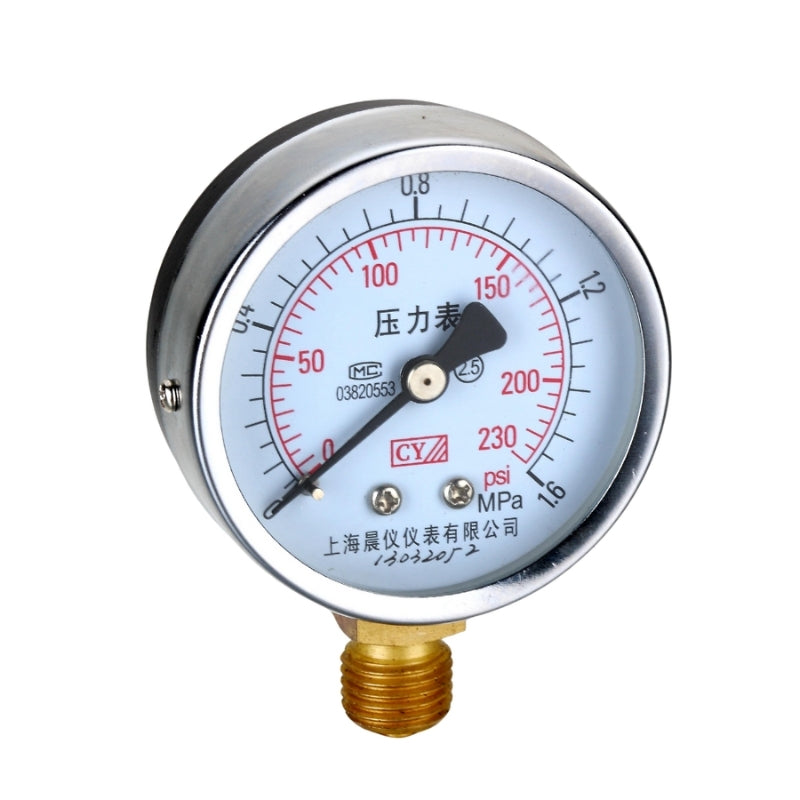 Silver Airpipe Pressure Gauge Measuring Tool, on a white background