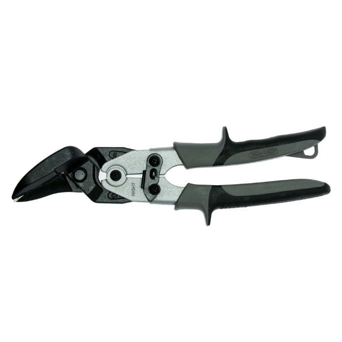 Teng Tools Offset Tin Snips with grey and black handle, on a white background