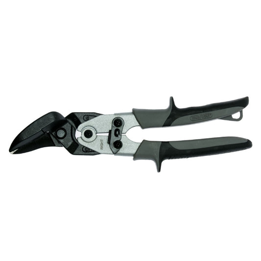 Teng Tools Offset Tin Snips with grey and black handle, on a white background