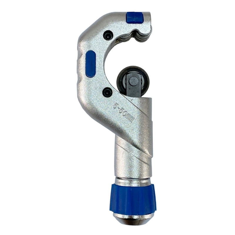 Silver and Blue Airpipe Pipe Cutter, plumbing fitting and support, on a white background
