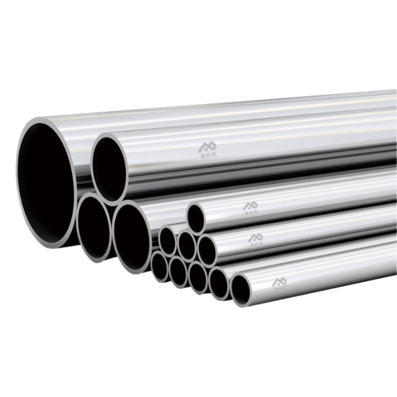 Grey Stainless Steel Airpipe Plumbing Pipe on a white background, a few pipes are in a pile