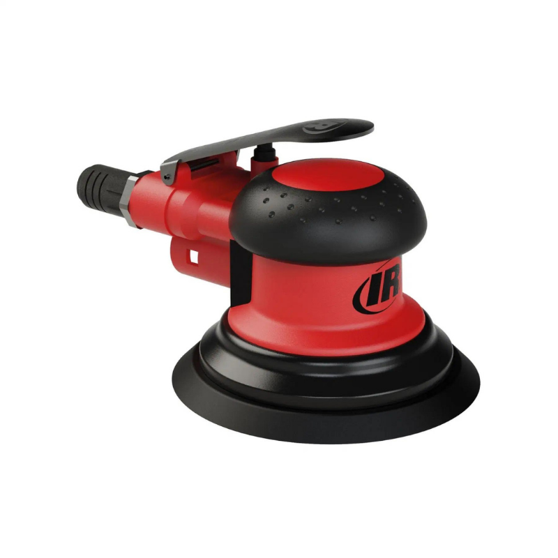 Red and Black Ingersoll Rand Orbital Sander, Bare tool on a white background