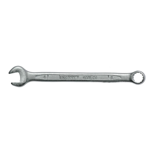 Silver Teng Tools Combination Spanner with engraving of the tool details on the side, bare tool on a white background