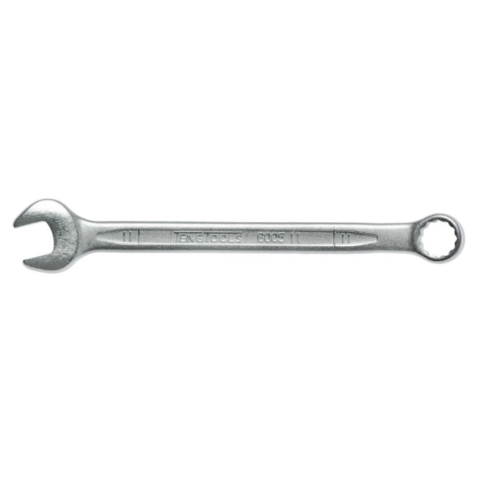Silver Teng Tools Combination Spanner with engraving of the tool details on the side, bare tool on a white background