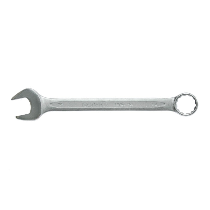 Silver Teng Tools Combination Spanner with engraving of the tool details on the side, bare tool on a white background