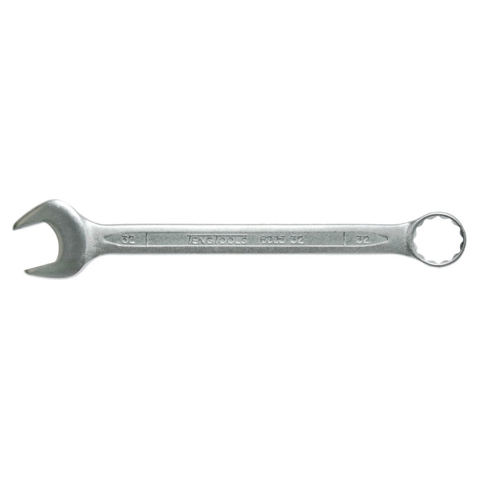 Silver Teng Tools Combination Spanner with engraving of the tool details on the side, bare tool on a white background