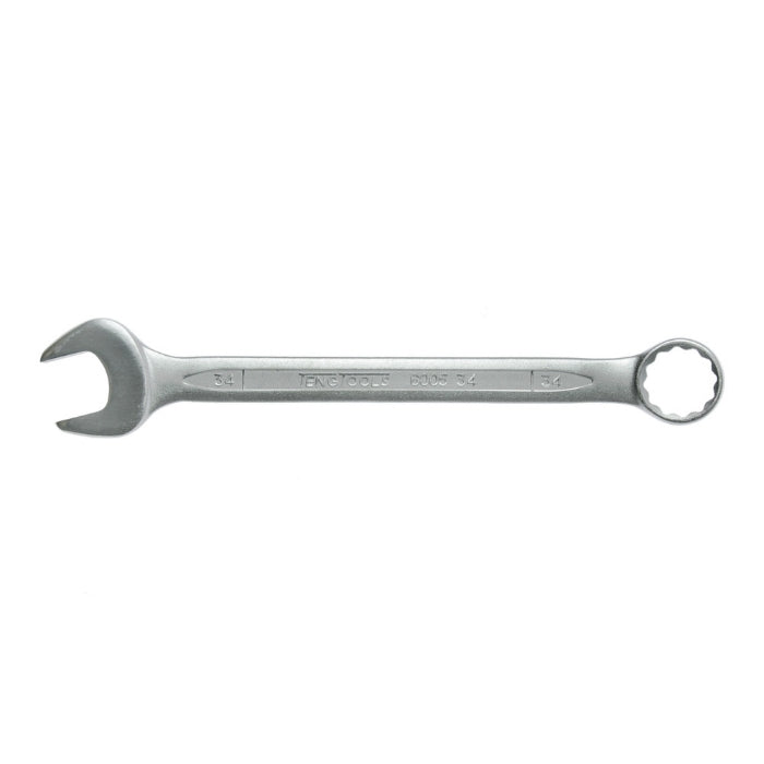 Silver Teng Tools Combination Spanner with engraving of the tool details on the side, bare tool on a white background