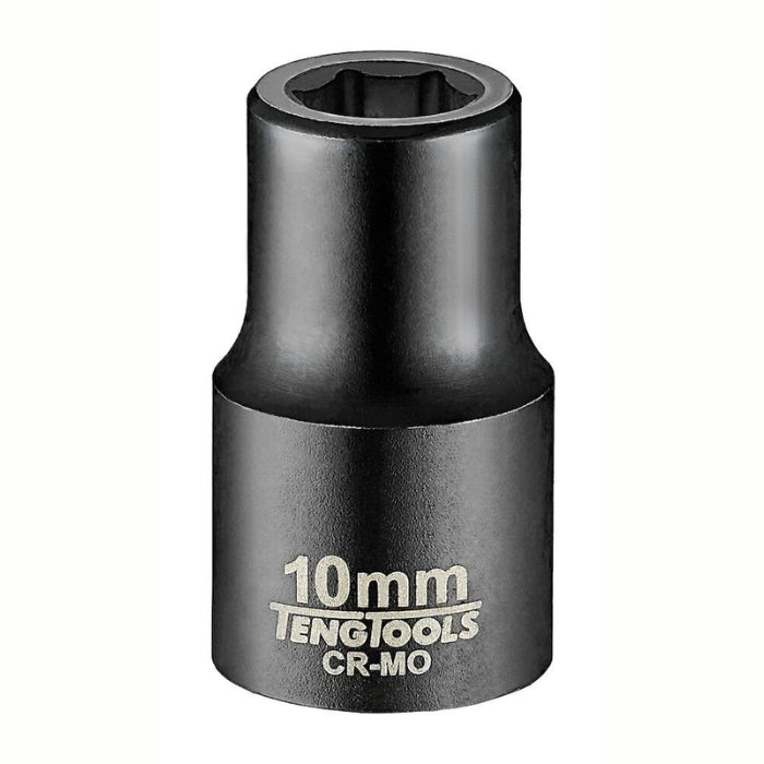 Black Teng Tools 1/2" Impact Socket with engraving of tool details on the side, bare tool on a white background