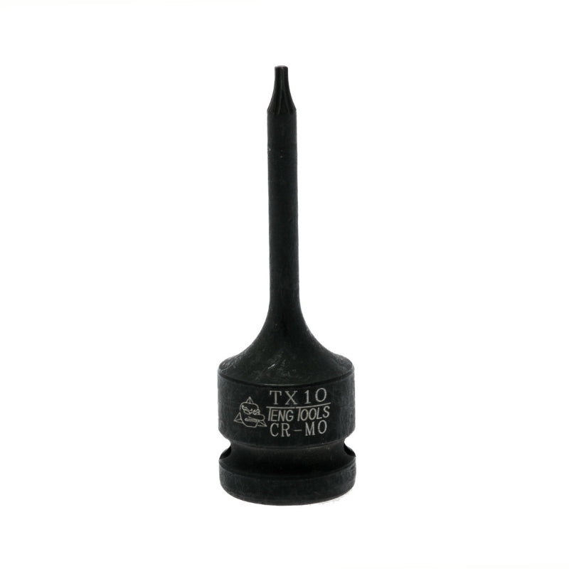 Black Teng Tools 1/2" TX Impact Socket with engraving of tool details on the side, bare tool on a white background