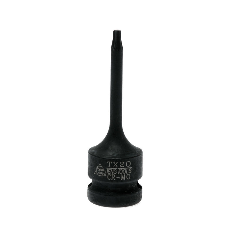 Black Teng Tools 1/2" TX Impact Socket with engraving of tool details on the side, bare tool on a white background