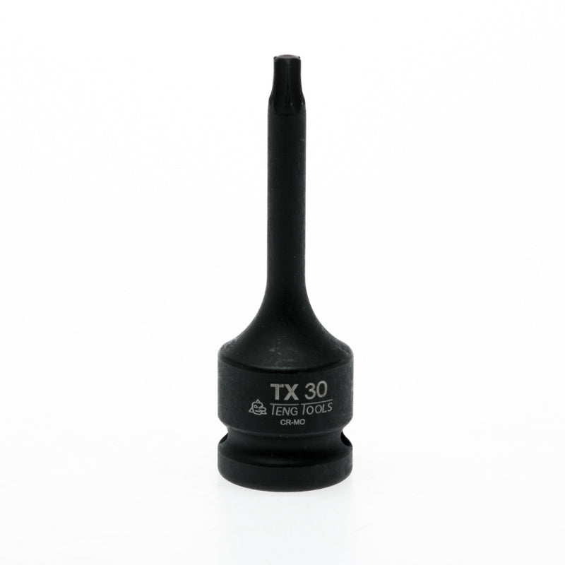 Black Teng Tools 1/2" TX Impact Socket with engraving of tool details on the side, bare tool on a white background