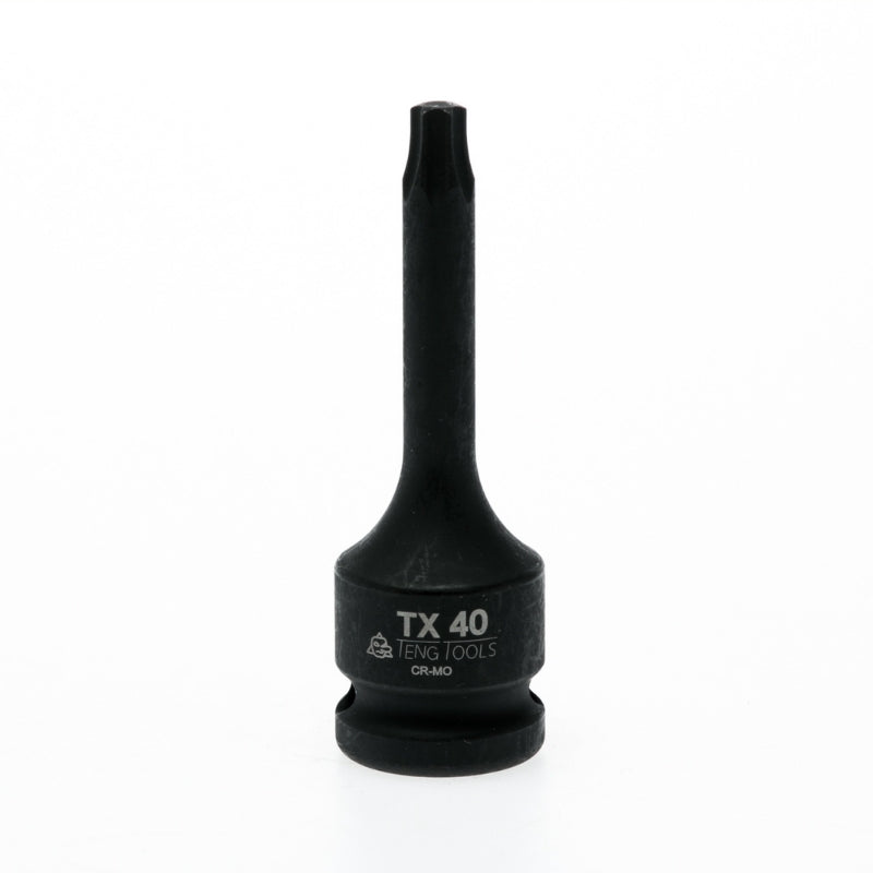 Black Teng Tools 1/2" TX Impact Socket with engraving of tool details on the side, bare tool on a white background