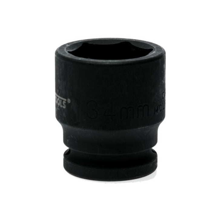 Black Teng Tools 3/4" Hex Impact Socket with engraving of tool details on the side, bare tool on a white background
