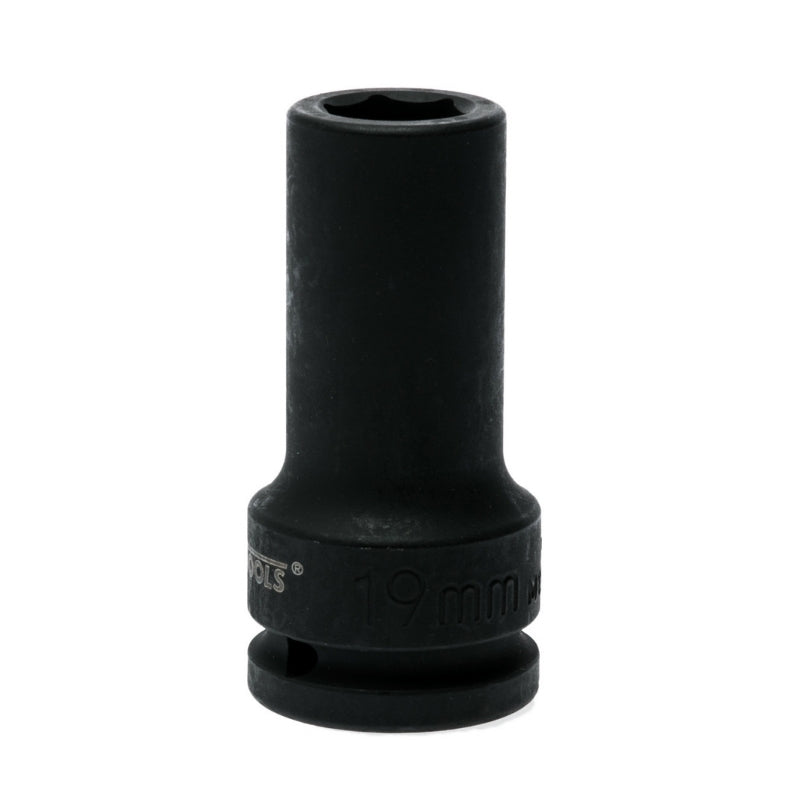 Black Teng Tools 3/4" Deep Impact Socket with engraving of tool details on the side, bare tool on a white background
