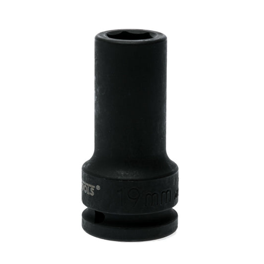 Black Teng Tools 3/4" Deep Impact Socket with engraving of tool details on the side, bare tool on a white background