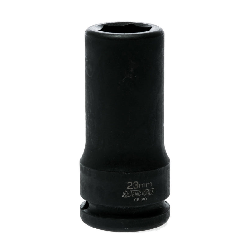 Black Teng Tools 3/4" Deep Impact Socket with engraving of tool details on the side, bare tool on a white background