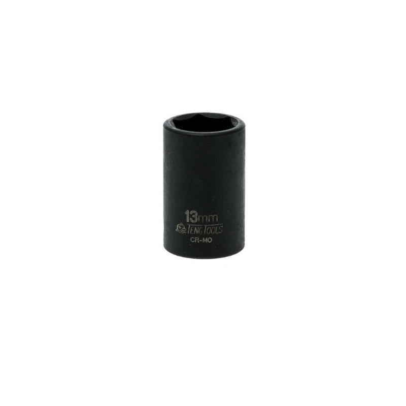 Black Teng Tools 3/8" Impact Socket with engraving of tool details on the side, bare tool on a white background