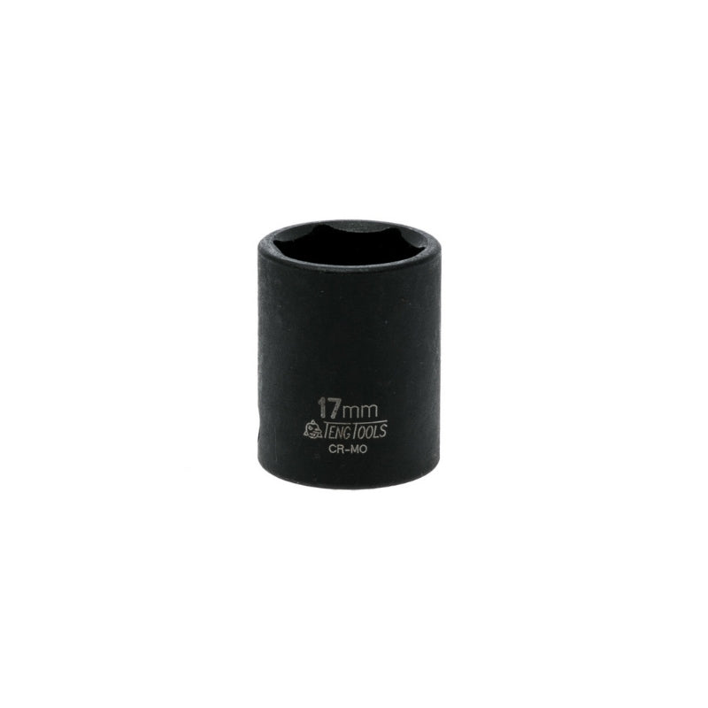Black Teng Tools 3/8" Impact Socket with engraving of tool details on the side, bare tool on a white background
