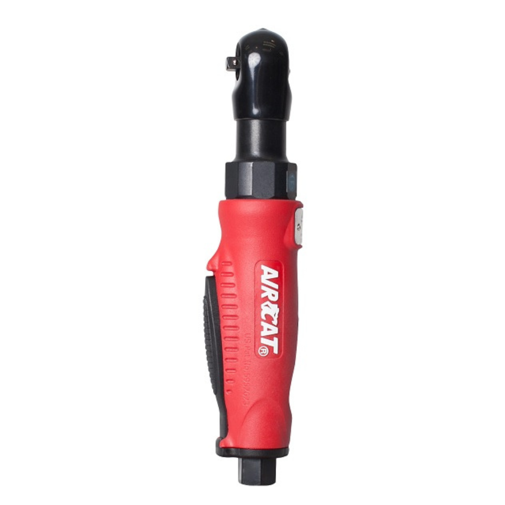 Red and black aircat ratchet on a white background.