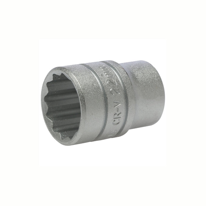 Silver Teng Tools 1/2" Socket 12 Point with engraving of tool details on the side, bare tool on a white background