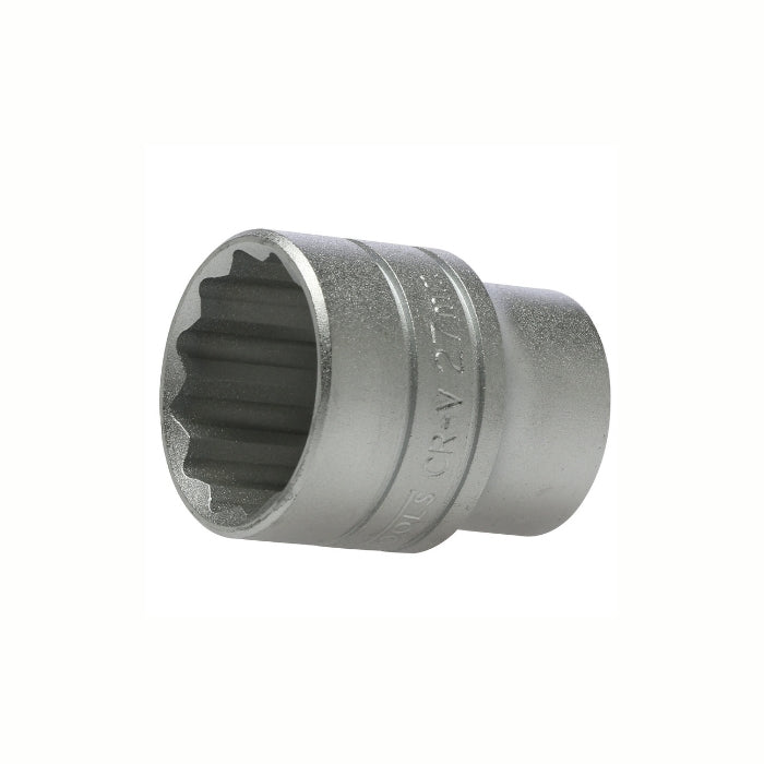 Silver Teng Tools 1/2" Socket 12 Point with engraving of tool details on the side, bare tool on a white background