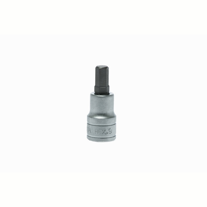 Silver and Black Teng Tools 1/2" Hex Bit Socket with engraving of tool details on the side, bare tool