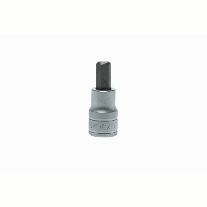 Silver and Black Teng Tools 1/2" Hex Bit Socket with engraving of tool details on the side, bare tool