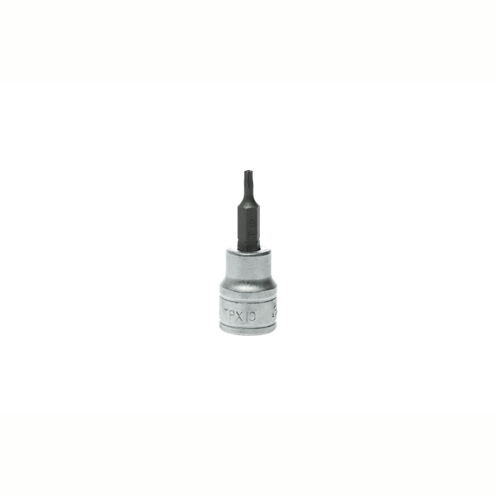Silver and Black Teng Tools 3/8" Bit Socket with engraving of the tool details on the side, bare tool