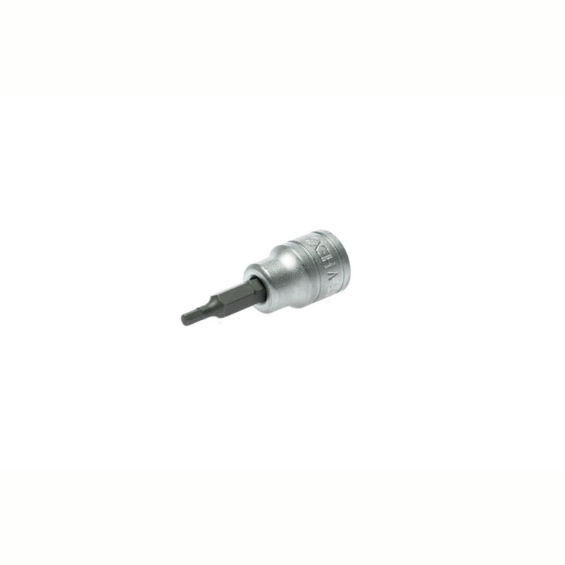Silver and Black Teng Tools 3/8" Hex Bit Socket with engraving of the tool details on the side, bare tool