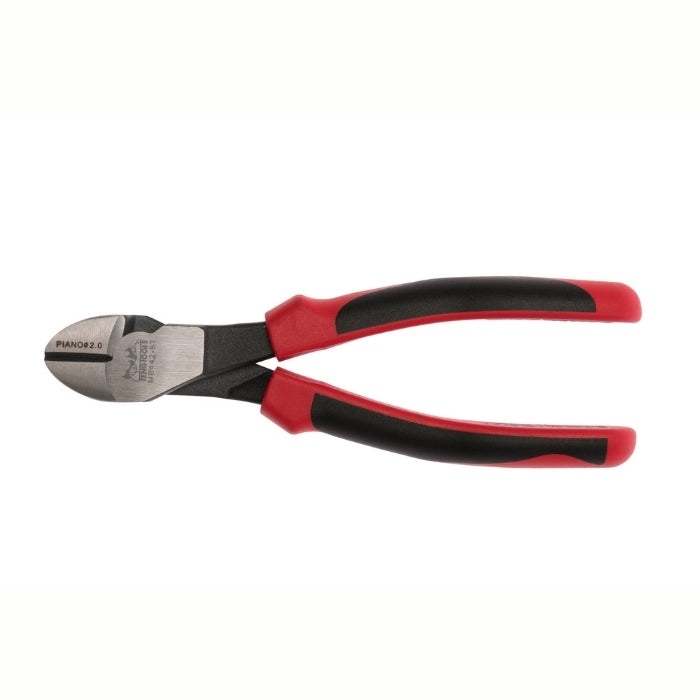 Teng Tools Heavy Duty Side Cutting Pliers with red handle and black writing of the tool details on the side, on a white background