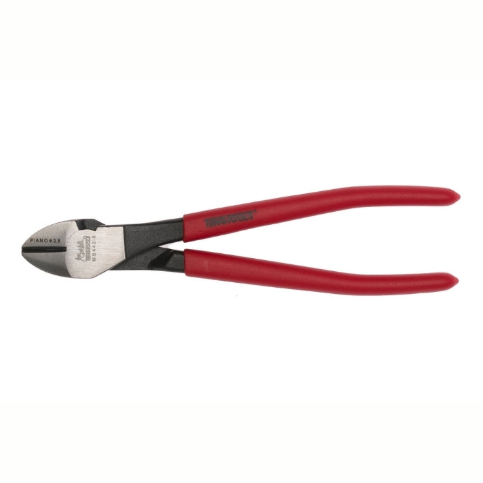 Teng Tools Heavy Duty Side Cutting Pliers with red handle and black writing of the tool details on the side, on a white background