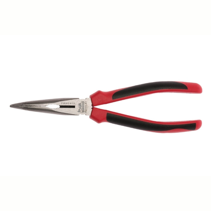 Teng Tools Bent Long Nose Pliers with red handle, on a white background