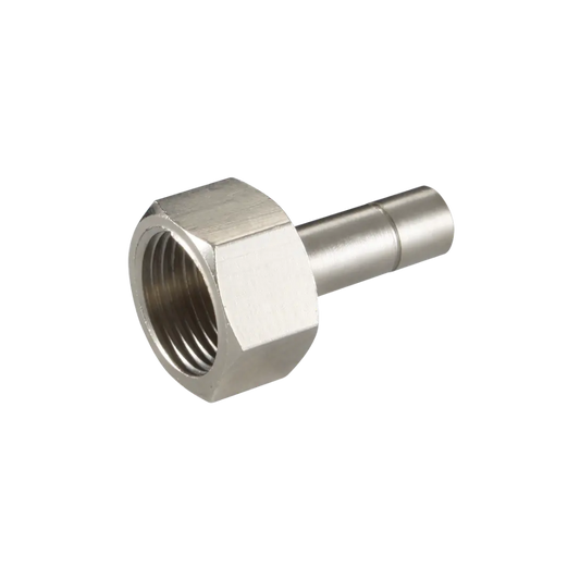 Silver Nickel Female Threaded Standpipe Fitting on a white background