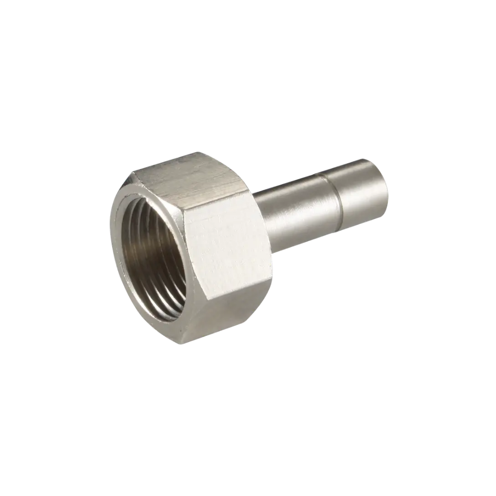Silver Nickel Female Threaded Standpipe Fitting on a white background