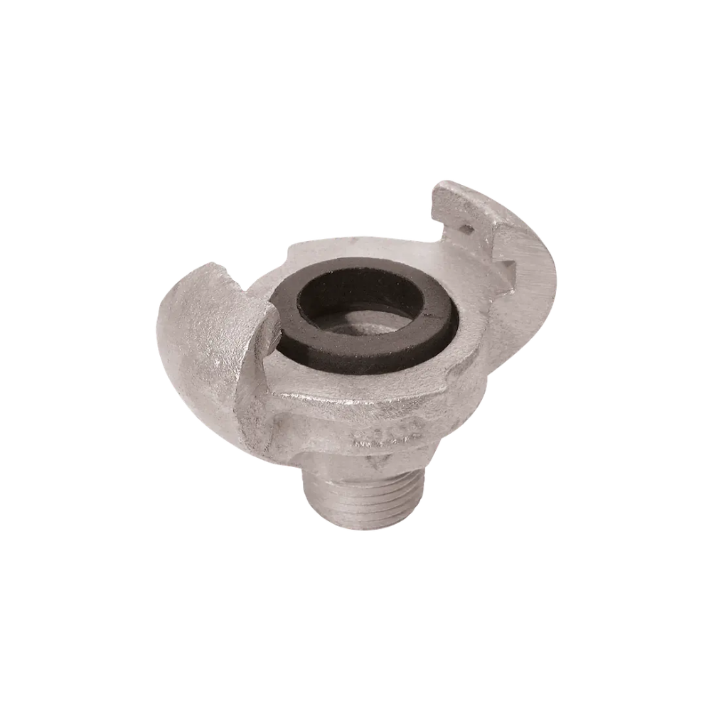Silver Zinc Plated Iron Claw Coupler Fitting on a white background